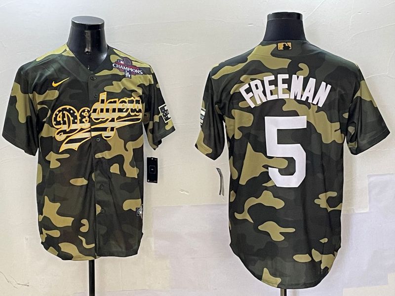 Men Los Angeles Dodgers #5 Freeman Camo Joint Name 2025 Nike MLB Jersey style 4